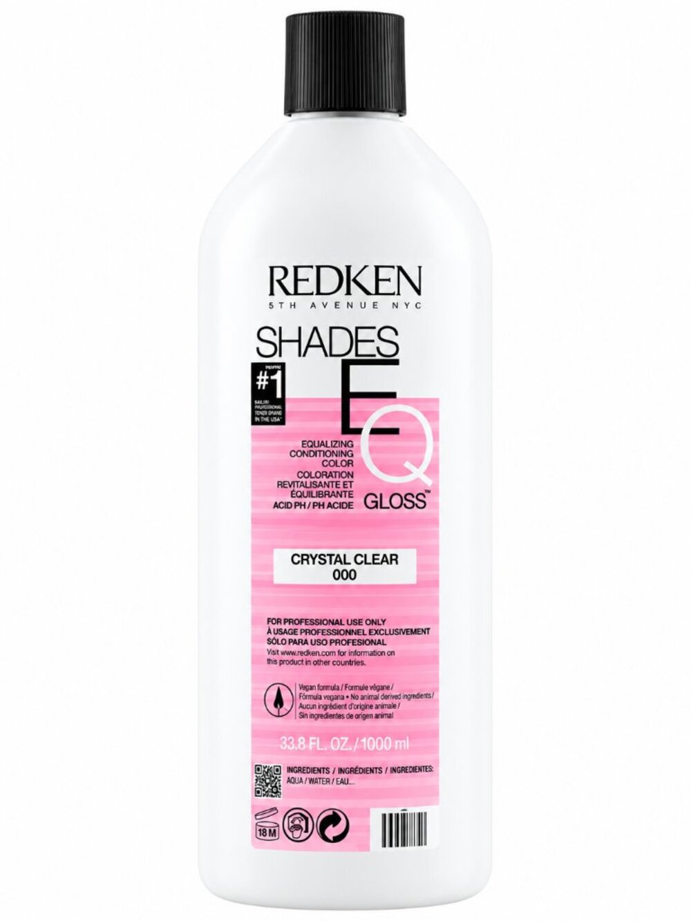 Redken Shades EQ Gloss Crystal Clear 000 33.8 oz / 1 Liter Professional Hair Col